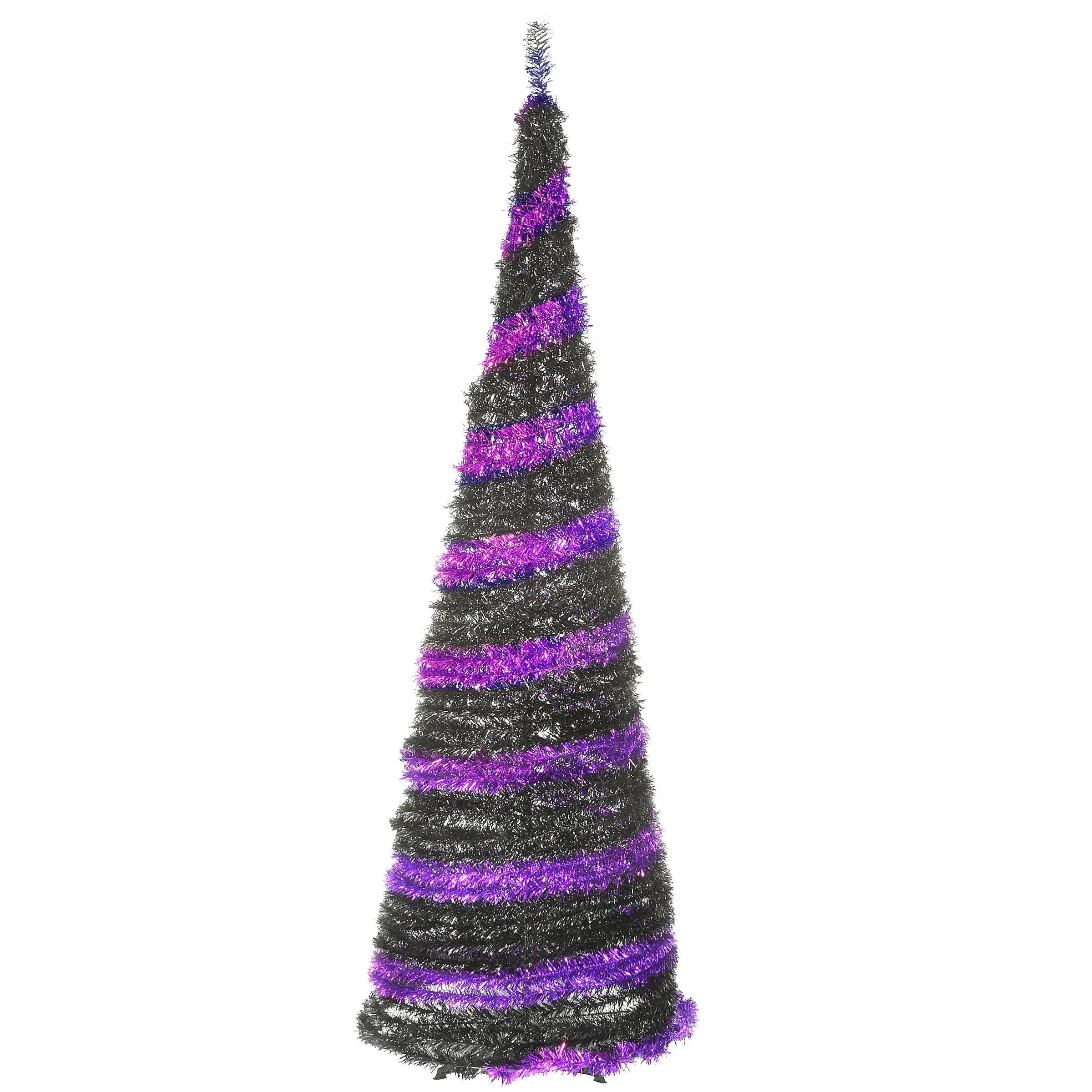 National Tree Company Halloween Pre-Lit Artificial Tree, Black, Evergreen, LED Lights, Includes Stand, 7.5 Feet