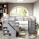 preview thumbnail 1 of 39, L-Shaped Versatility Galore Twin-Twin Over Full with 3 Drawers, Portable Desk and Wardrobe Grey