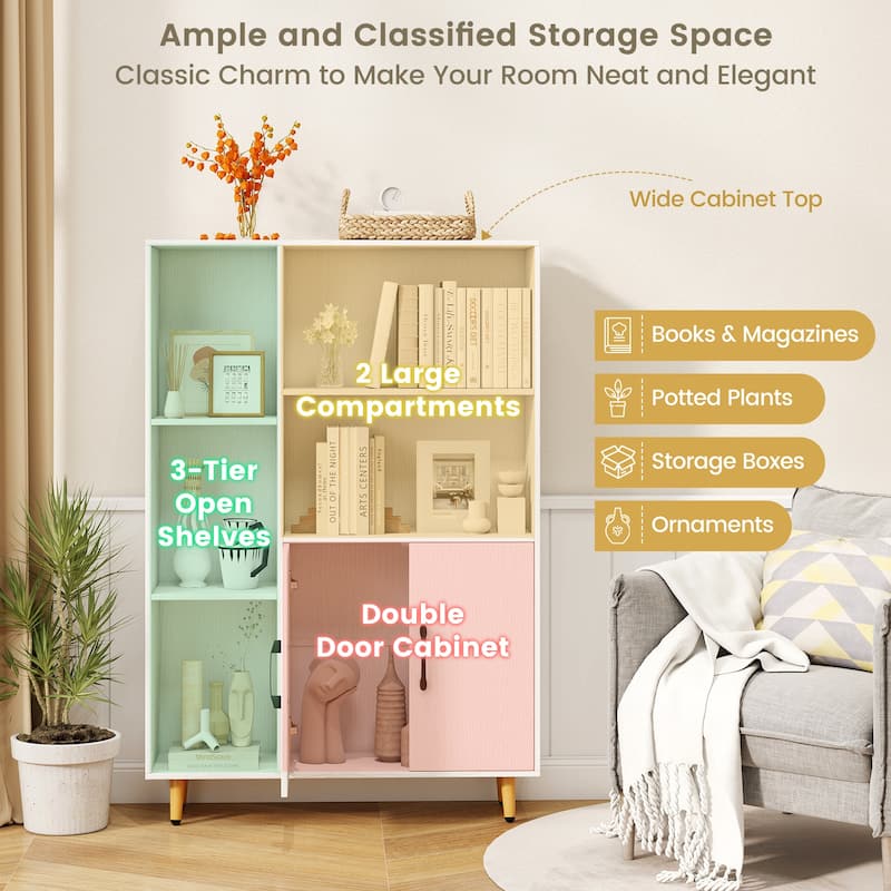 Costway Floor Storage Cabinet Free Standing Wooden Display Bookcase