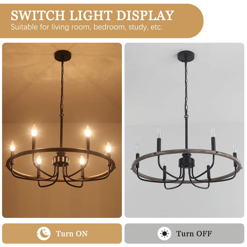 6-Light Candlestick Hanging Linear Foyer Chandelier Lighting Fixture for Dining Room Kitchen Island
