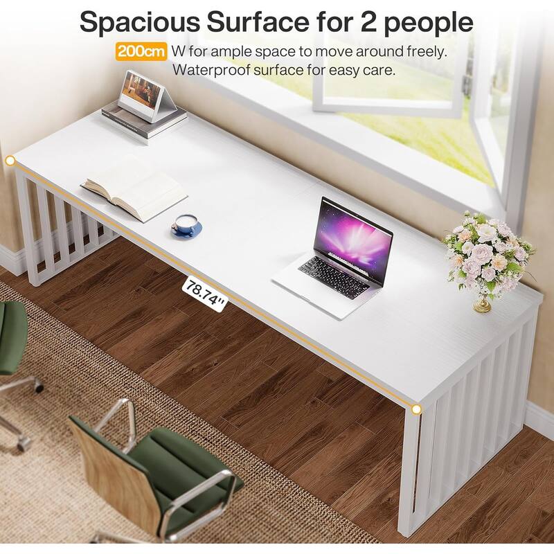 78.74" Extra Long Computer Desk, Double 2-Person Desk, Workstation Writing Study Table for Home Office