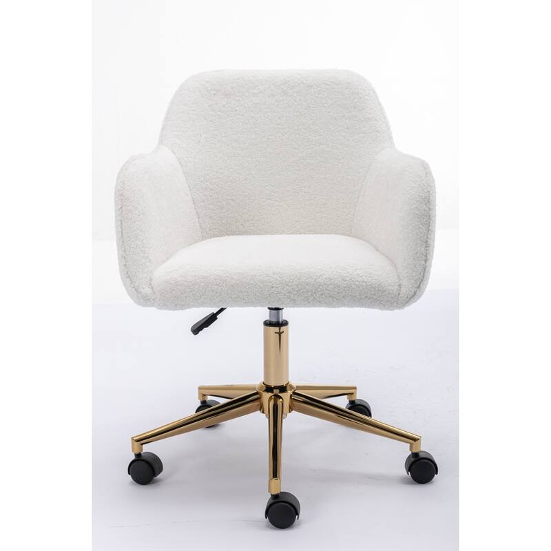 Teddy Fabric Home Office Chair with Metal Legs, Swivel Task Chair with Wheels, Upholstered Armchair with Adjustable Height - N/A