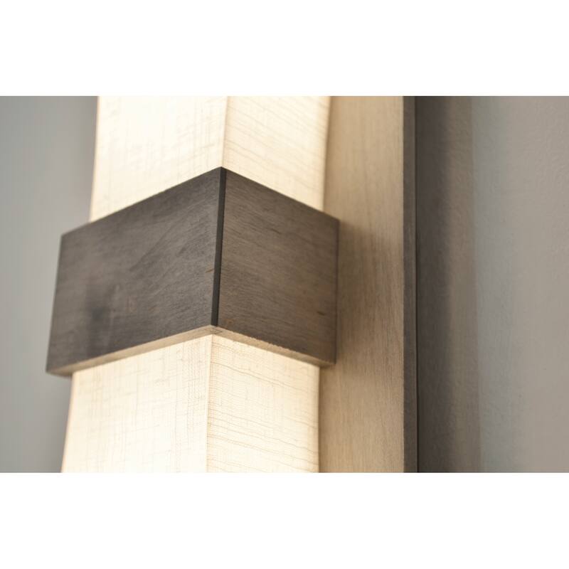 AFX Aberdeen - Wall Sconce - Weather Grey Finish - Linen White Wood/Acrylic Shade