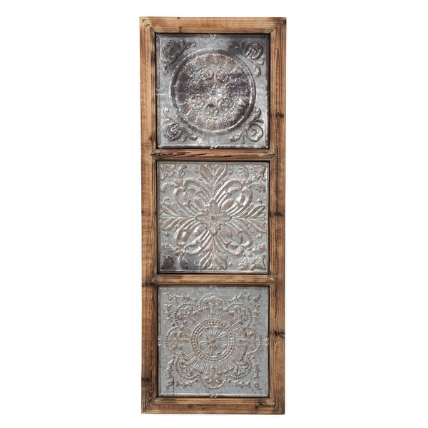 Foreside Home & Garden 15 x 41 inch Rustic Distressed Wood and Metal Wall Décor. Opens flyout.