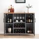 preview thumbnail 7 of 18, Wine Bar Cabinet with LED Light - 15.7"D x 47.2"W x 34.61"H