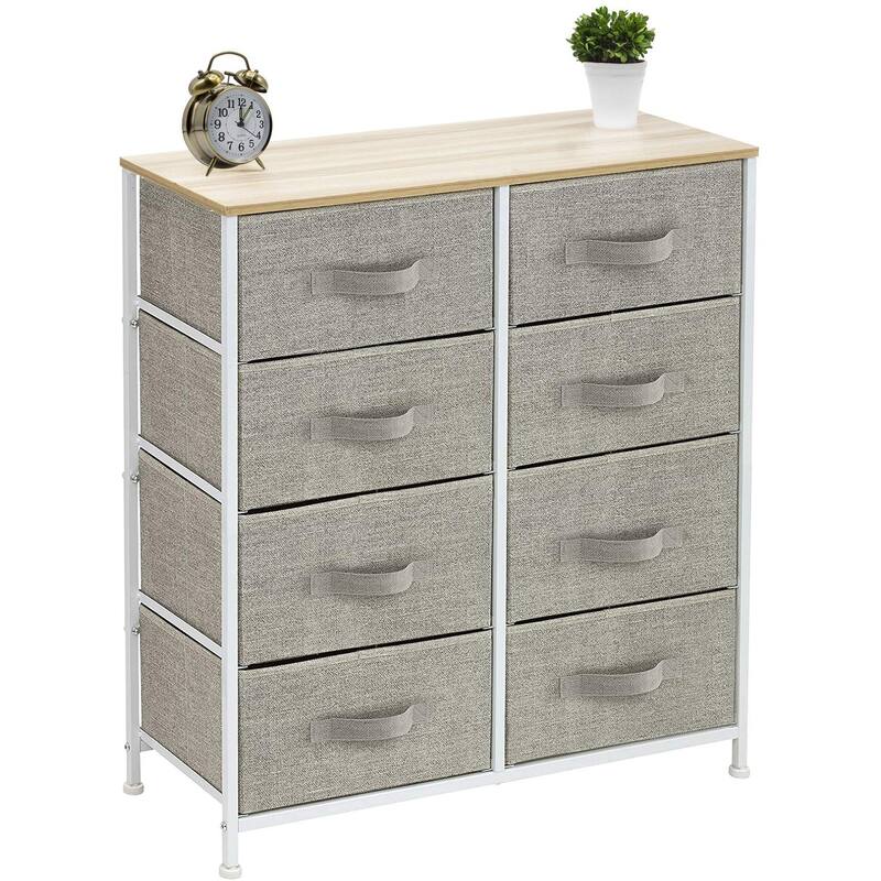 Modern Fabric and Metal 8-cubby Storage Tower