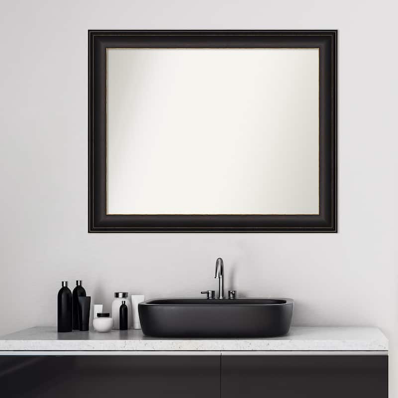 Non-Beveled Bathroom Wall Mirror - Trio Oil Rubbed Bronze Frame