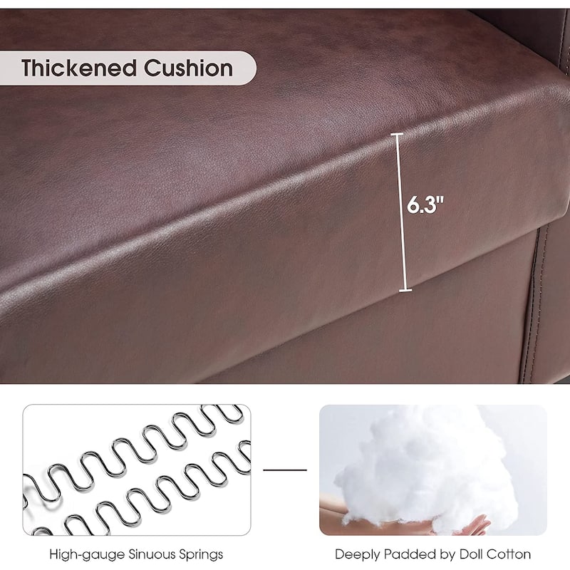 MCombo Modern Accent Chair, Club Armchair with Metal Legs, Faux Leather Single Sofa Chairs