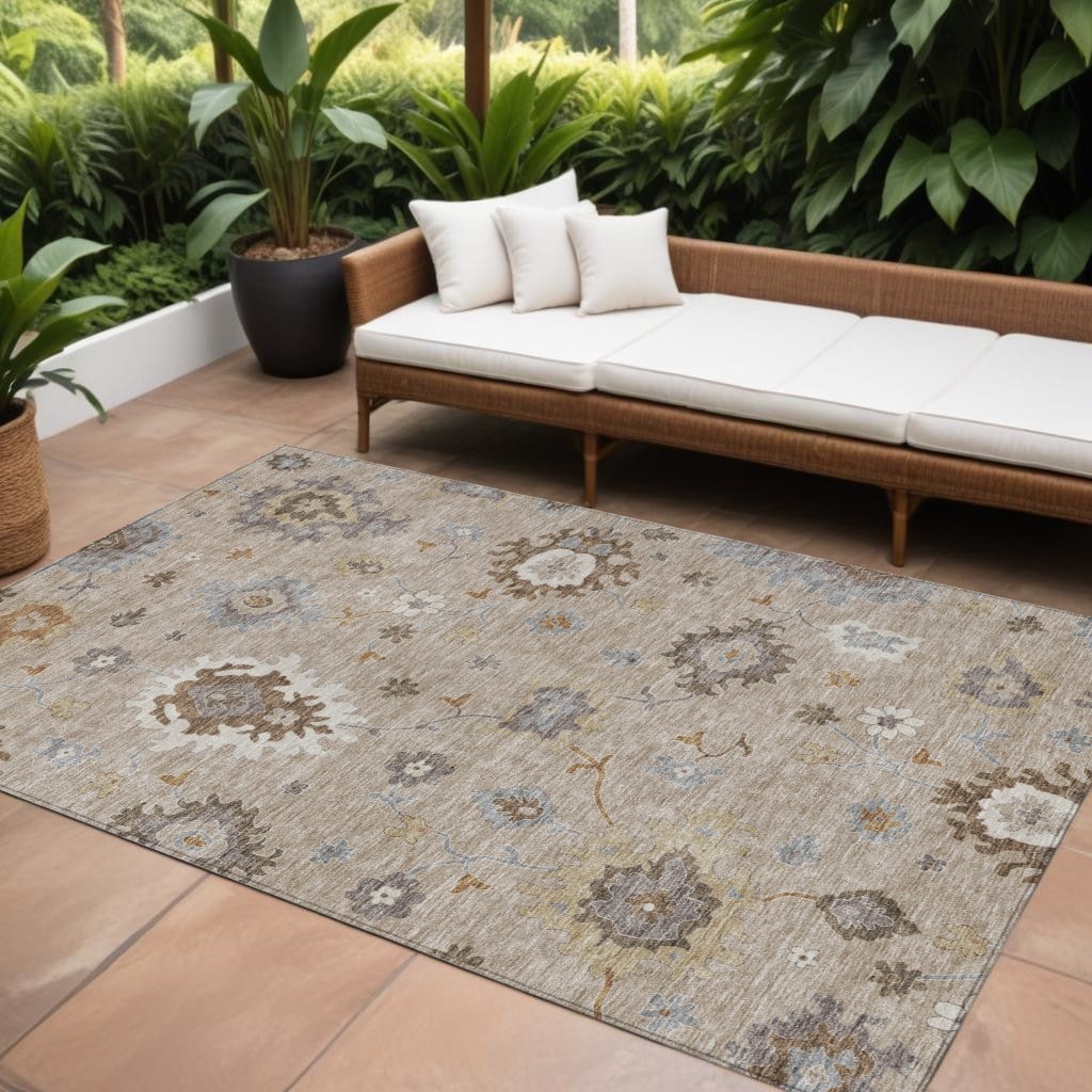 HomeRoots Floral Traditional Rectangle Outdoor Rug