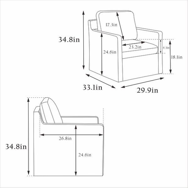 Swivel Accent Chair, Upholstered Skirted Swivel Chair with Removable Back Cushion, 360 Degree Comfy Armchair