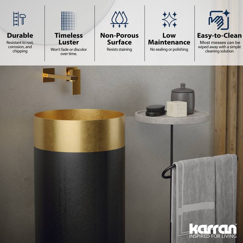 Karran USA CCP300 Cinox 15" Circular Stainless Steel Pedestal Bathroom