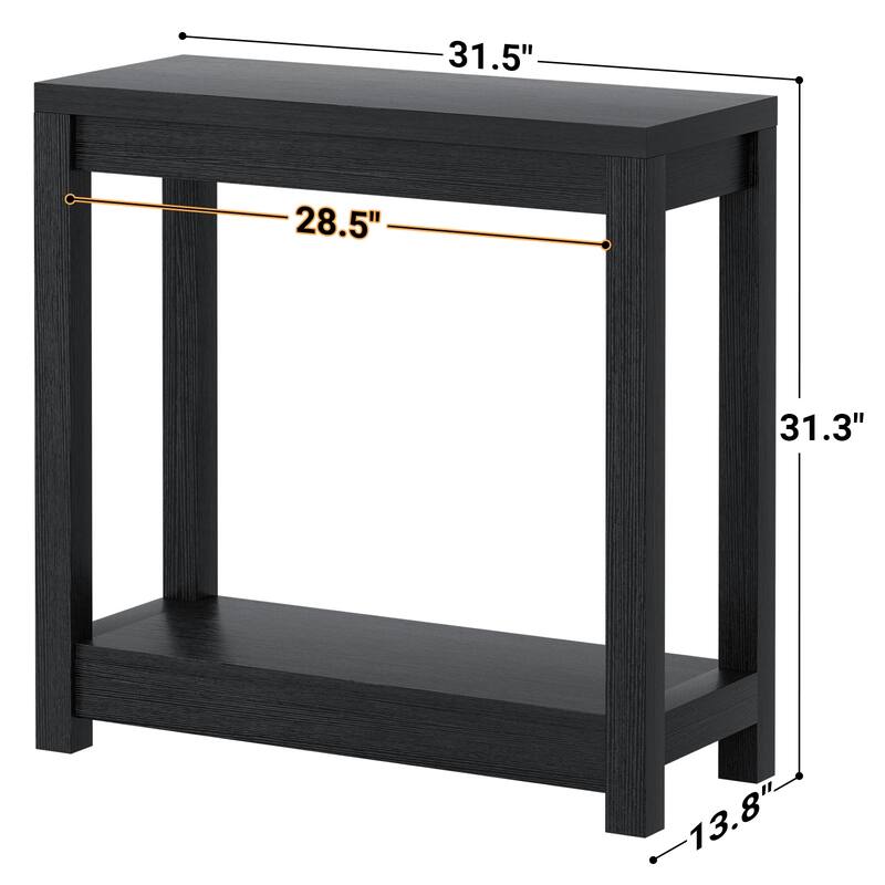 Farmhouse Black Thick Console Sofa Table, Wood Entryway Desk with Storage Shelf