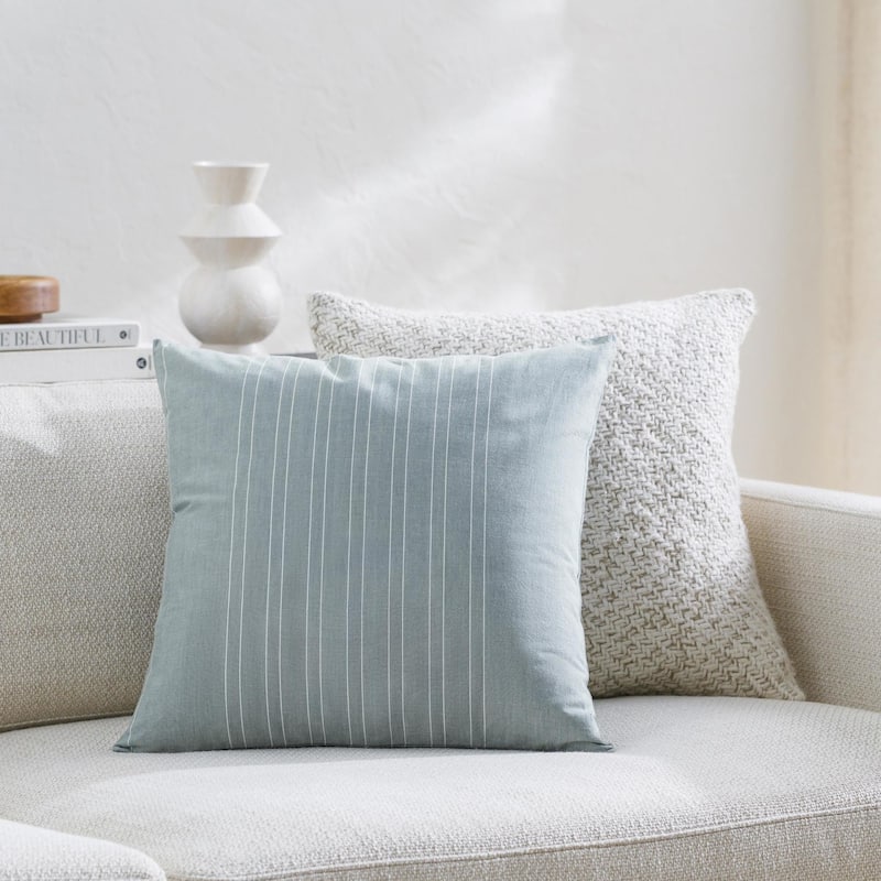 Artistic Weavers Lakshmi Solid Striped Throw Pillow - 20x20 Down Insert - Tan/Cream