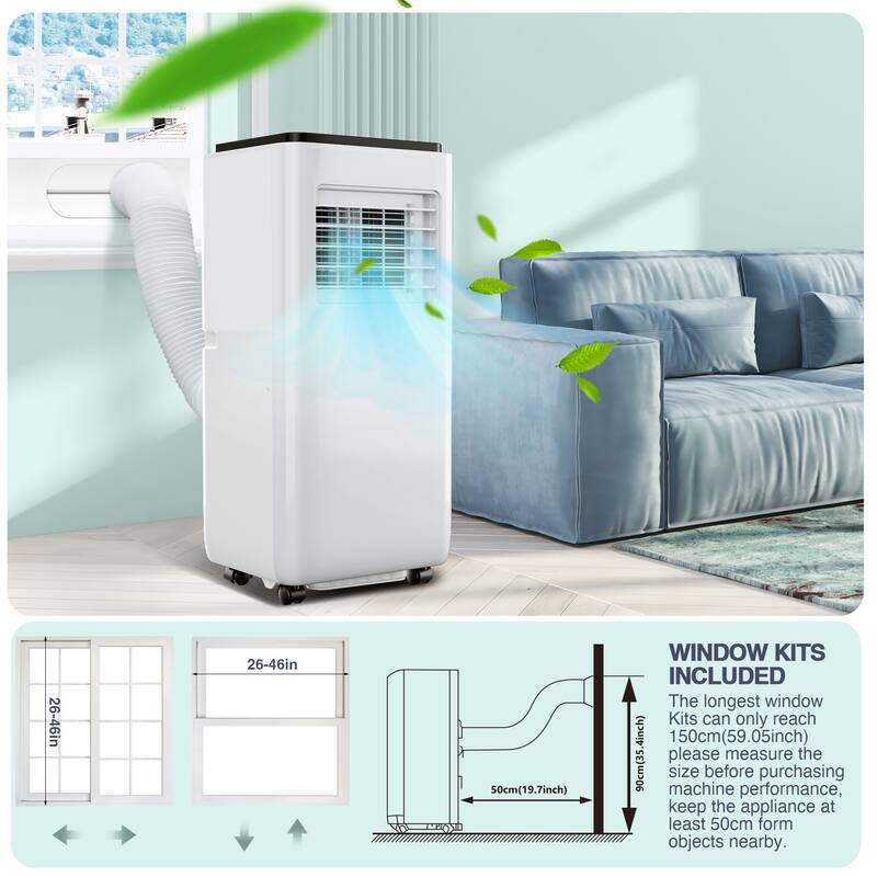 10000 BTU Portable Air Conditioner with Remote Control for Rooms up to 450 sq. ft