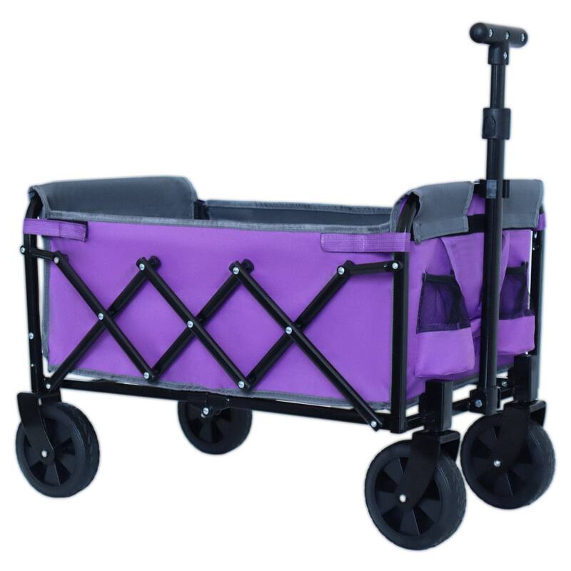 All-In-One Convertible Folding Camping Wagon Cart: Bench Seat, Storage Compartment & Included Dog Tether