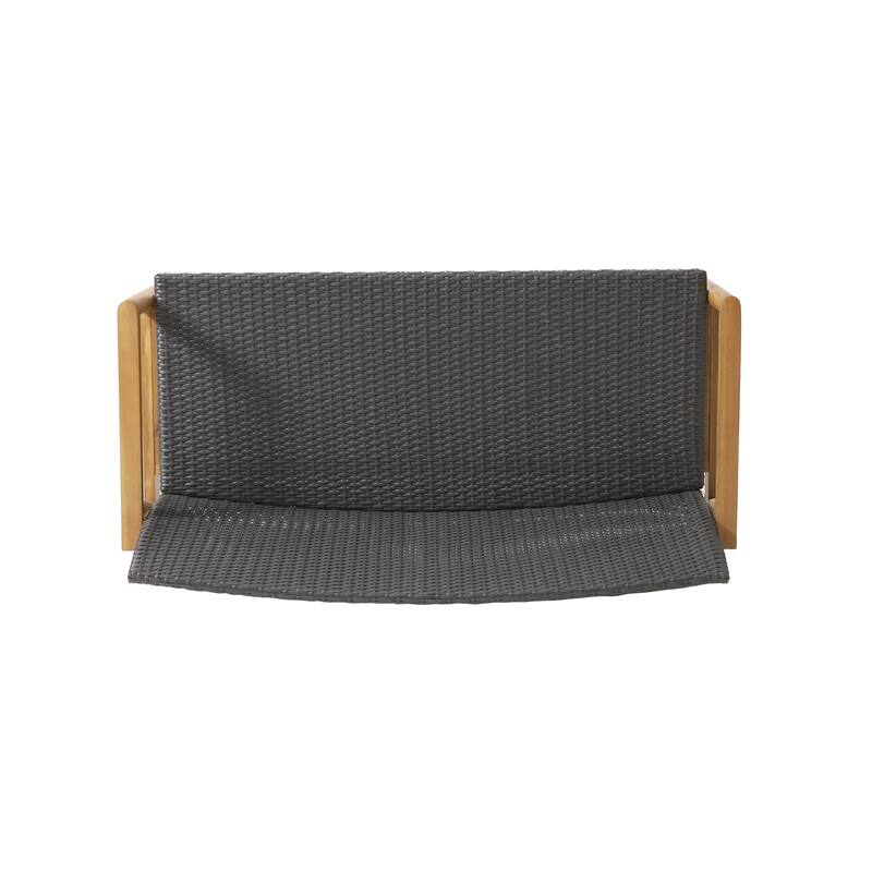 Bryan Outdoor Wicker and Acacia Wood 4 Seater Chat Set by Christopher Knight Home