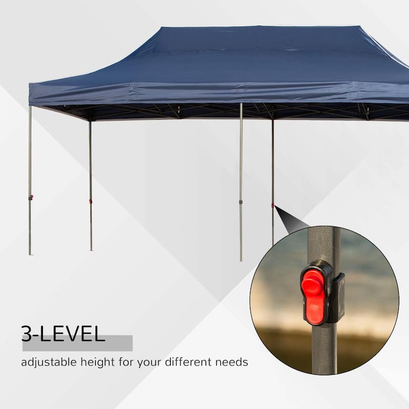 Outsunny 20' x 10' Pop Up Canopy Tent Large Outdoor Shelter with 7 Removable Zippered Sidewalls and Roller Bag