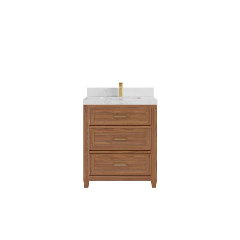 Willow Collections 30 in. W x 22 in. D Santa Monica Teak Single Sink Bathroom Vanity with Countertop