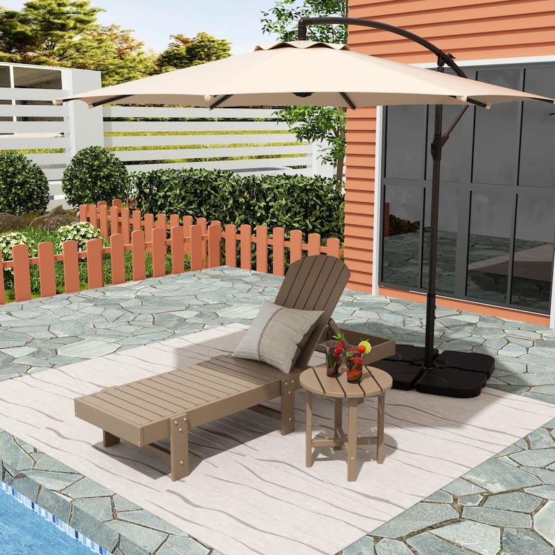 Polytrends Altura Poly Eco-Friendly All Weather Reclining Chaise Lounge with Arms & Side Table (2 Piece Set)