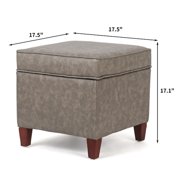dimension image slide 6 of 14, Adeco Square Storage Ottoman 17 inch Footstool