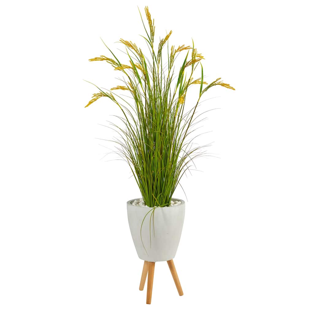 Artificial Vanilla Grass Plant in Planter - 20 Inch Decorative Greenery for Home Office Decor - Green - 60