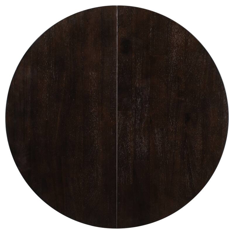 Extendable Round Dining Table, 42''-58'' Adjustable Office Table with X-Shaped Base, Wood Kitchen Table for 4-6 People