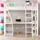 preview thumbnail 1 of 15, Modern Twin Size Loft Bed With 4 Layers Of Shelves And L-shaped Desk,Sockets,USB Ports,Wireless Charging White