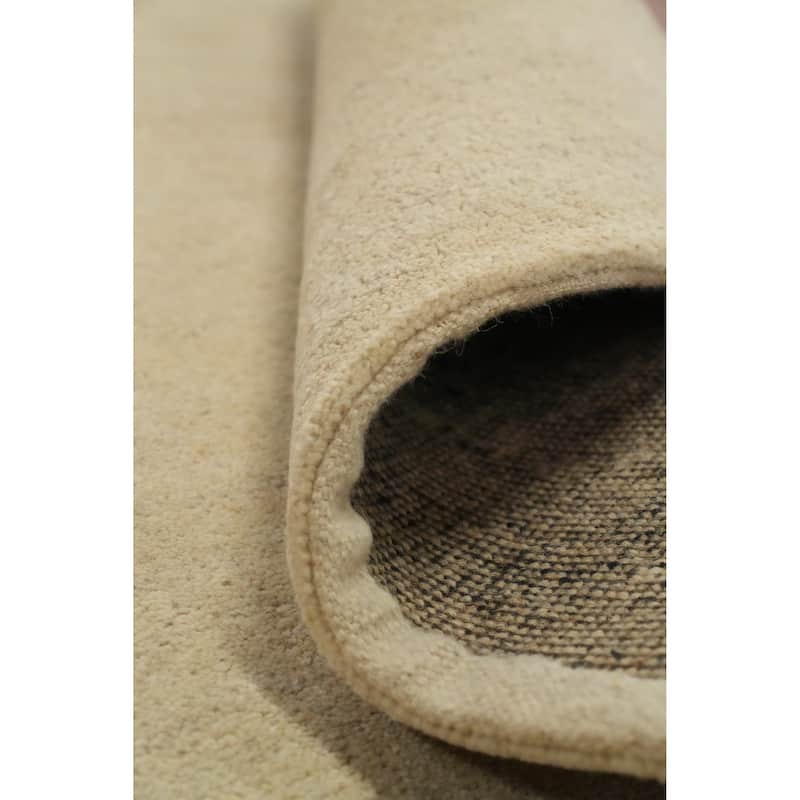 Hand Knotted Oriental 100% Wool Carpet Modern Solid Beige & Ivories Gabbeh Area Rug - 5' 11'' X 3' 11''