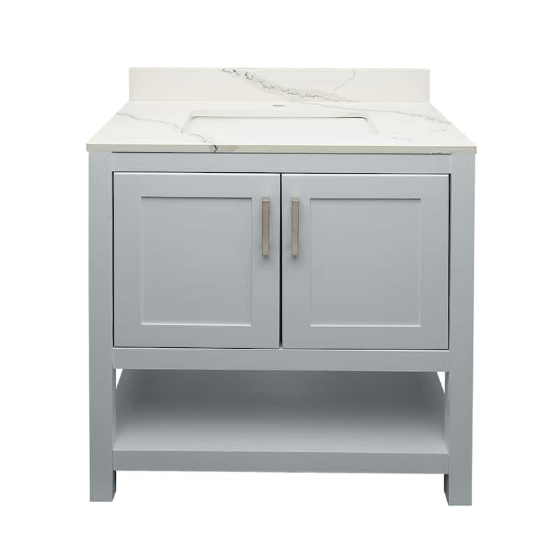 Taos 31" Bathroom Vanity in Espresso with Quartz Stone Vanity Top Sink w/ Backsplash in Galaxy White Single Hole