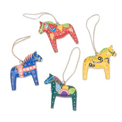Novica Handmade Dala Tradition Wood Ornaments (Set Of 4)