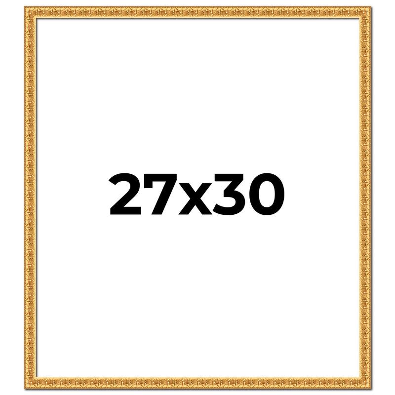 27x30 Frame Gold Real Wood Picture Frame Width 1 inches | Interior