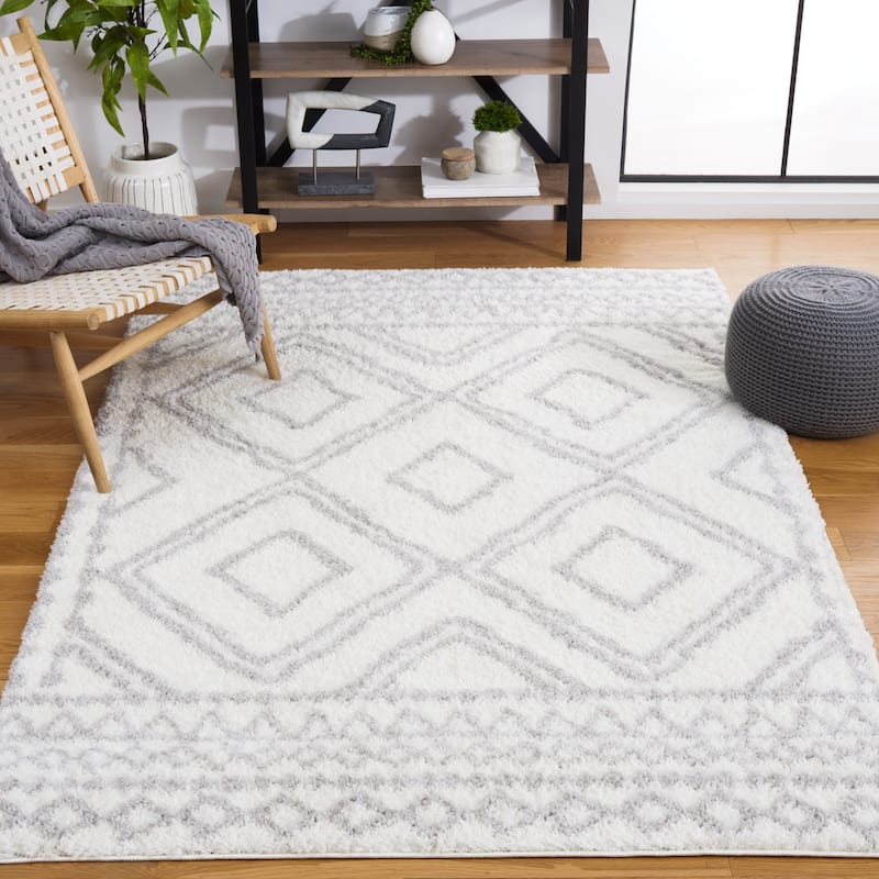 SAFAVIEH Berber Shag Anna Rug - 9' x 12' - Ivory/Grey