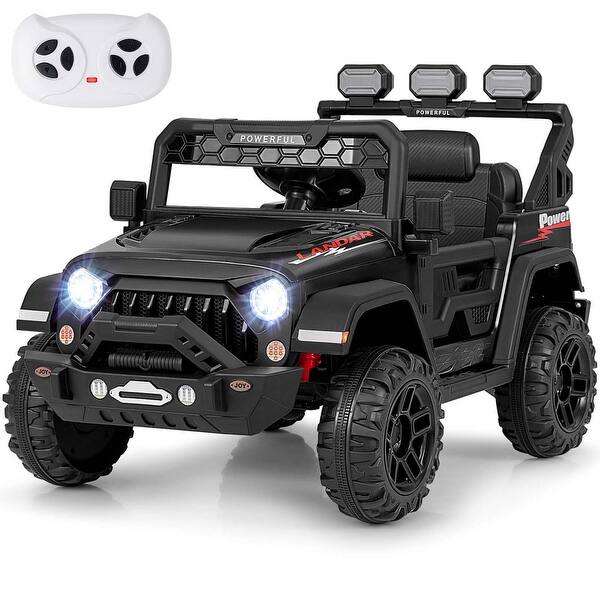 slide 2 of 30, Costway 12V Kids Ride On Truck with 2*12V Motors Spring Suspension & - See Details Black