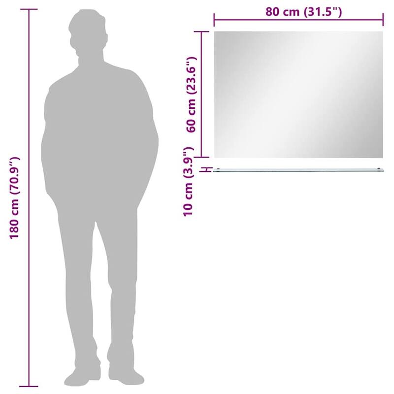 vidaXL Wall Mirror with Shelves Wall Mounter Bathroom Living Room Tempered Glass - 3.9 x 31.5 x 23.6 in