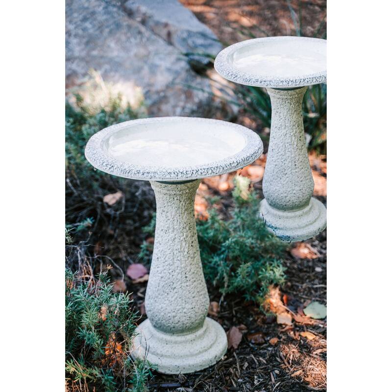 XBrand Set of 2 Birdbaths w/ Round Pedestal & Base, 23.6 Inch Tall
