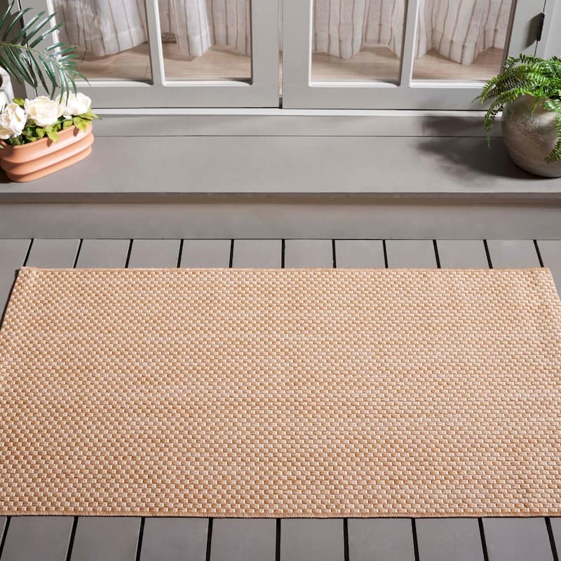 SAFAVIEH Courtyard Begajeta Indoor/Outdoor Waterproof Patio Backyard Rug. - 2'7" x 5' - Natural/Cream