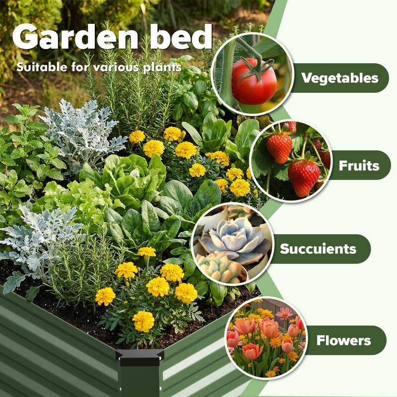 Meyreso 6ft x 3ft x 2ft Galvanized Metal Raised Garden Bed, Durable Outdoor Planter, Rust Resistant, Safety Edging