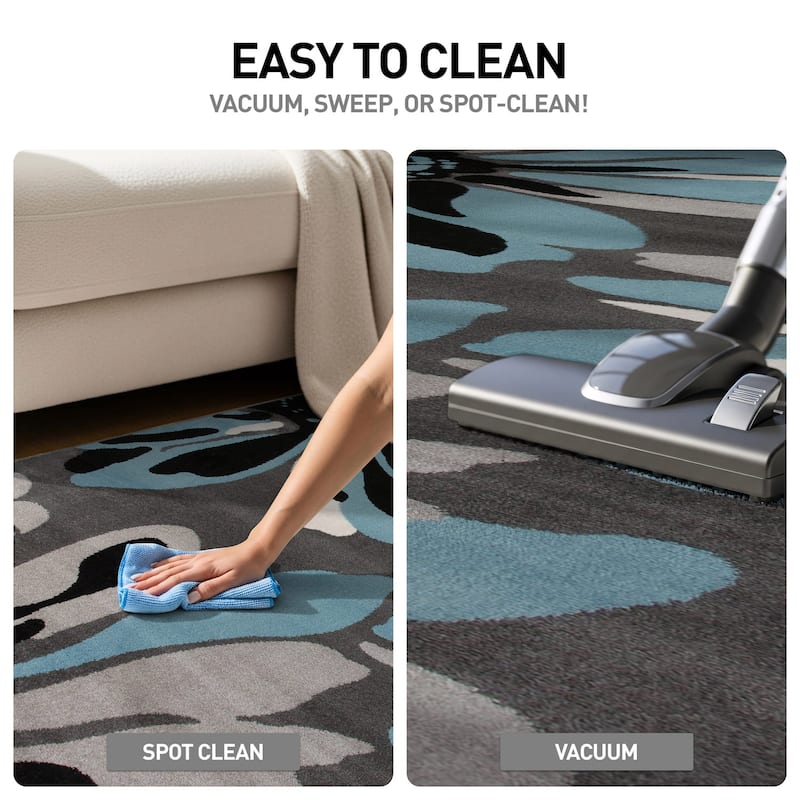 World Rug Gallery Contemporary Modern Flowers Area Rug