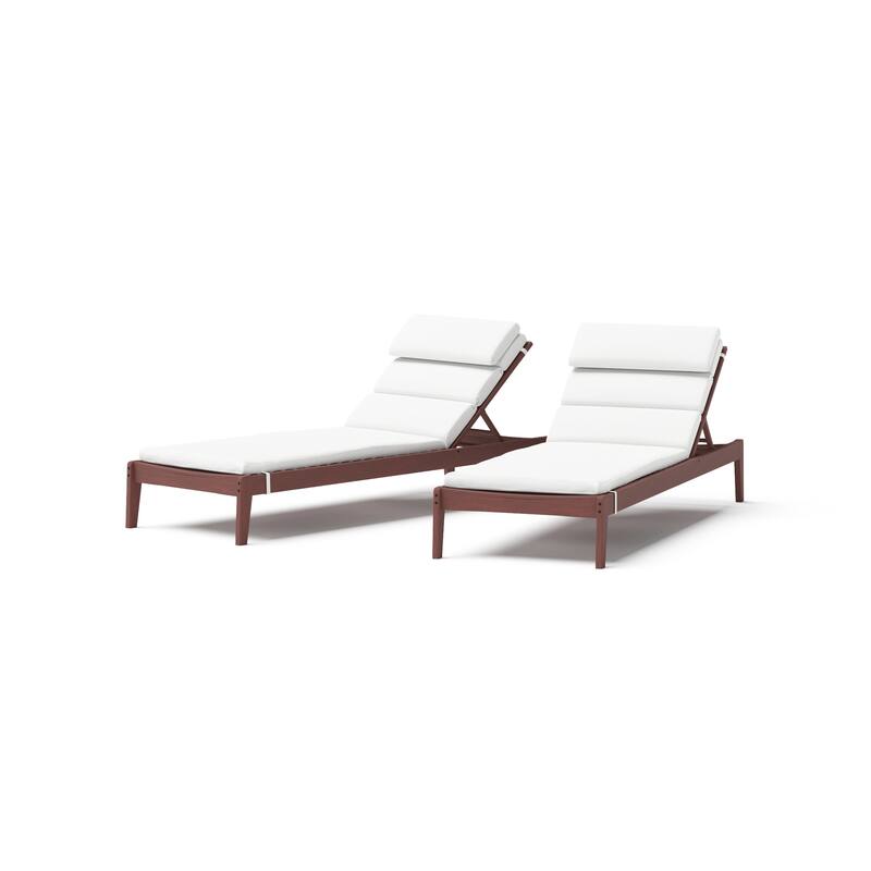 Vaughn 2 Piece Eucalyptus Outdoor Patio Chaise Lounges
