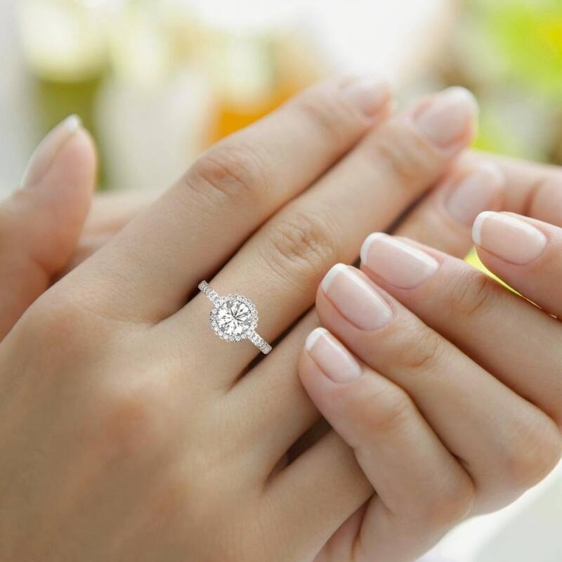 2 3/4 Ct Diamond Halo Lab Grown Engagement Ring in White, Yellow or Rose Gold