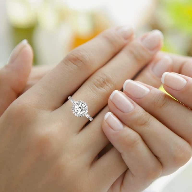 G/SI 4 1/2Ct Diamond Halo Lab Grown Engagement Ring White, Yellow or Rose Gold