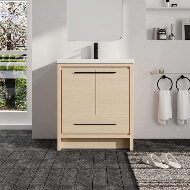 Malwee 24"/30"/36"/48"/60" Bathroom Vanity with Sink, FreeStanding Vanity with Soft Close Door and Drawer - 29.5"×18.1"×35.3"