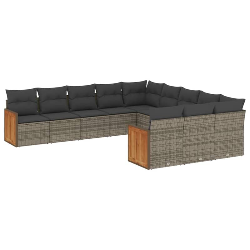 vidaXL Patio Sofa Set with Cushions Outdoor Conversation Furniture Poly Rattan
