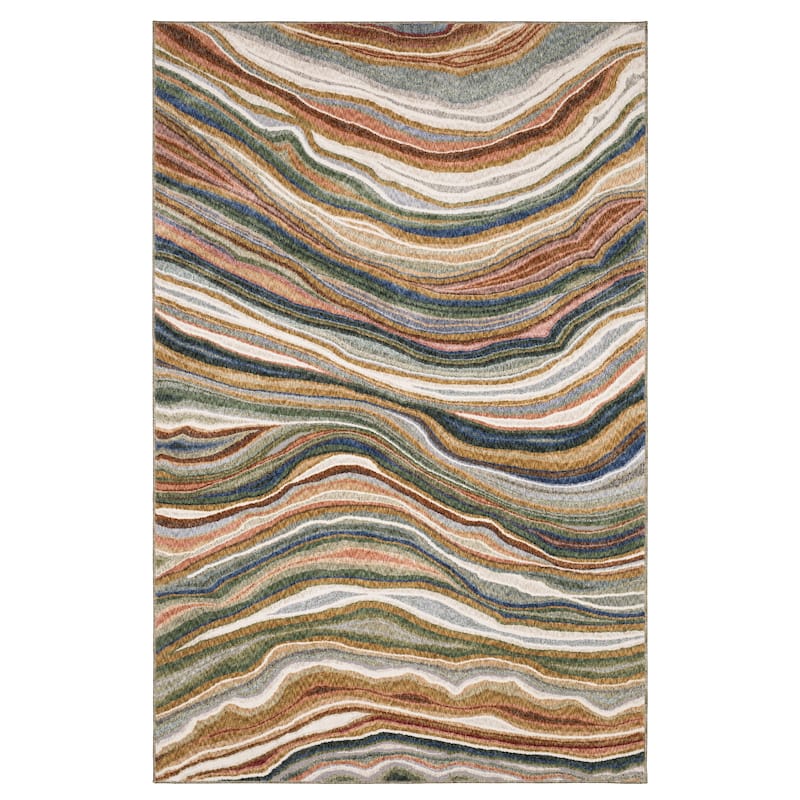 Tobias Abstract Waves Multi-colored Area Rug - 6'7" x 9'4"