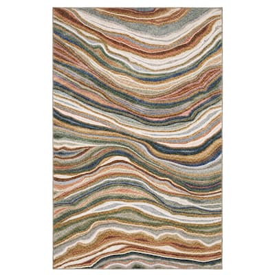 Tobias Abstract Waves Multi-colored Area Rug