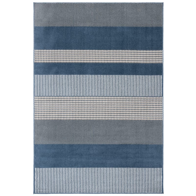 SAFAVIEH Pyramid Nanie Modern Stripe Rug - 6'7" Square - Navy/Ivory