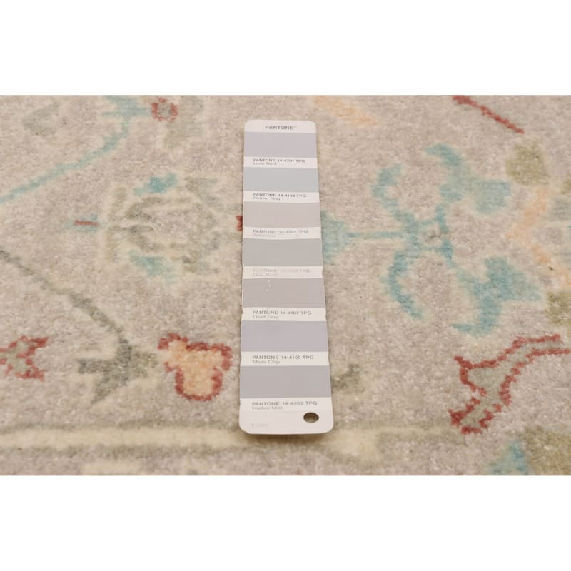 ECARPETGALLERY Hand-knotted Modern Oushak Light Grey Wool Rug - 2'11 x 8'1