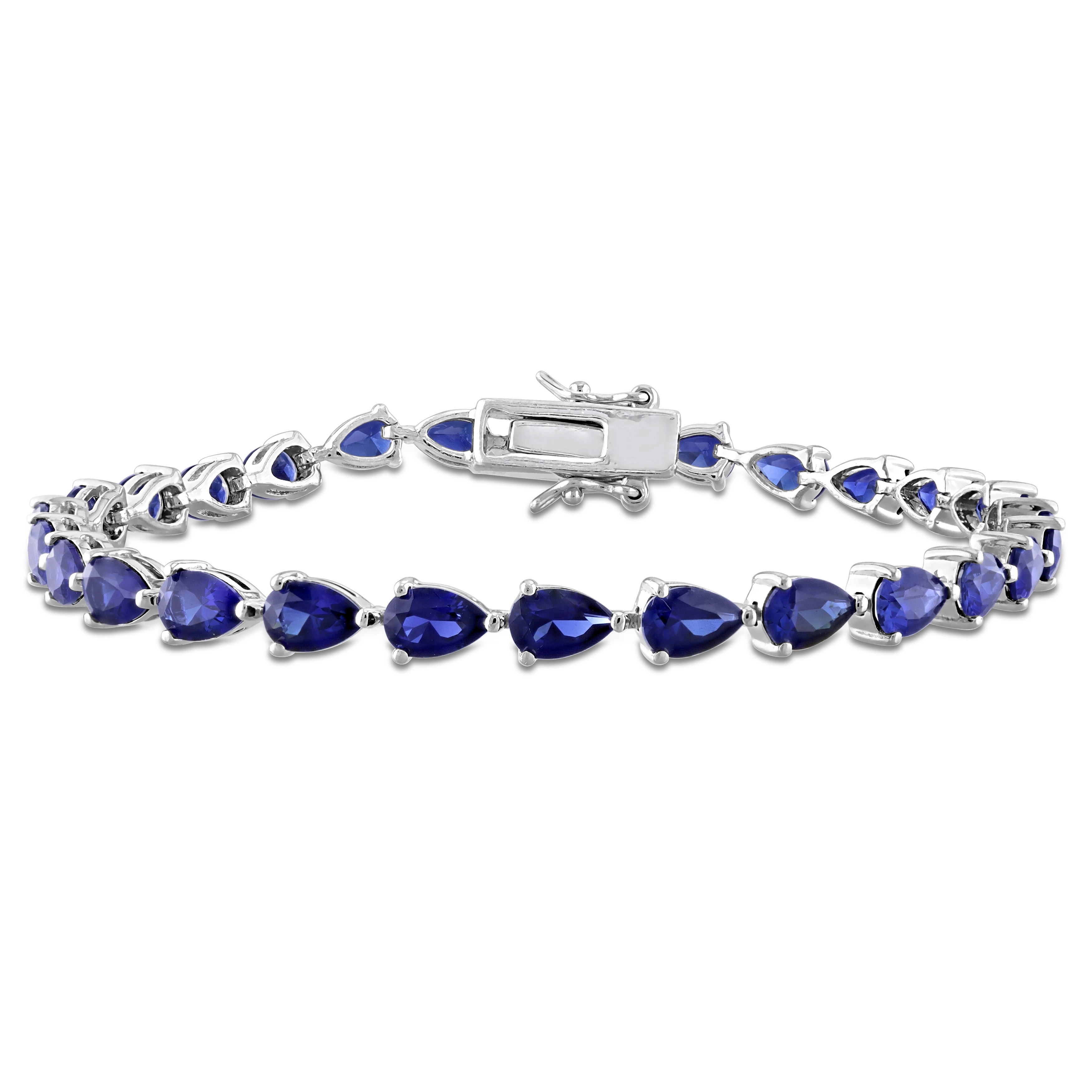 Miadora 13.5ct TGW Created Blue Sapphire Bracelet in Sterling Silver