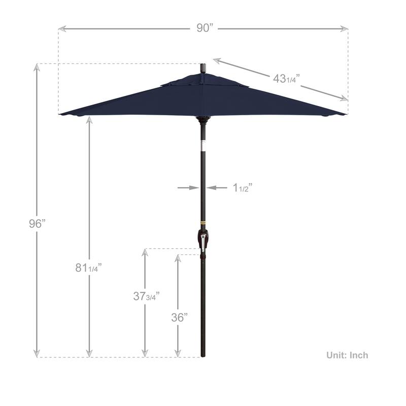 California Umbrella 7.5' Round Crank Lift Push Button Tilt Bronze Aluminum Patio Umbrella with Olefin Royal Blue Fabric