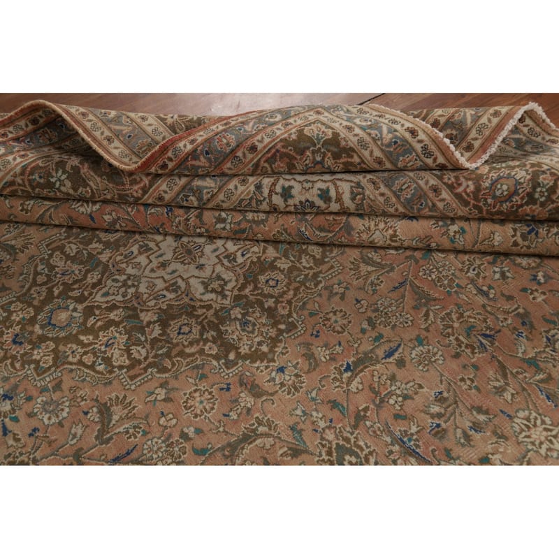 Traditional Mashad Persian Area Rug Hand-Knotted Wool Carpet - 9'10" x 11'11"
